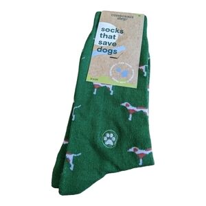 ⭐Conscious Steps,Socks save Dogs,green, embroidered paw print, M 8-13 W 9-14